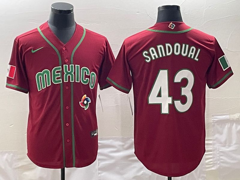 Men 2023 World Cub Mexico 43 Sandoual Red Nike MLB Jersey9